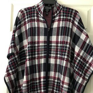 PLAID ZIP PONCHO S/M